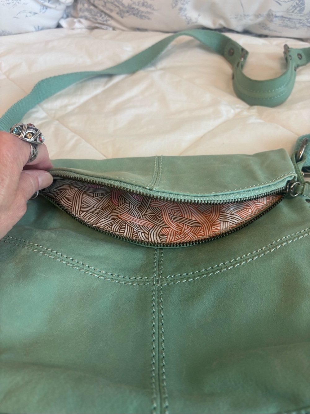 The Sak Mint Green Leather Crossbody with Tassel and Stud Accents - Picture 14 of 16